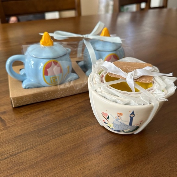 Rae Dunn Disney Cinderella Cream and Sugar Tea Time and Measuring Cups Set - Picture 1 of 7